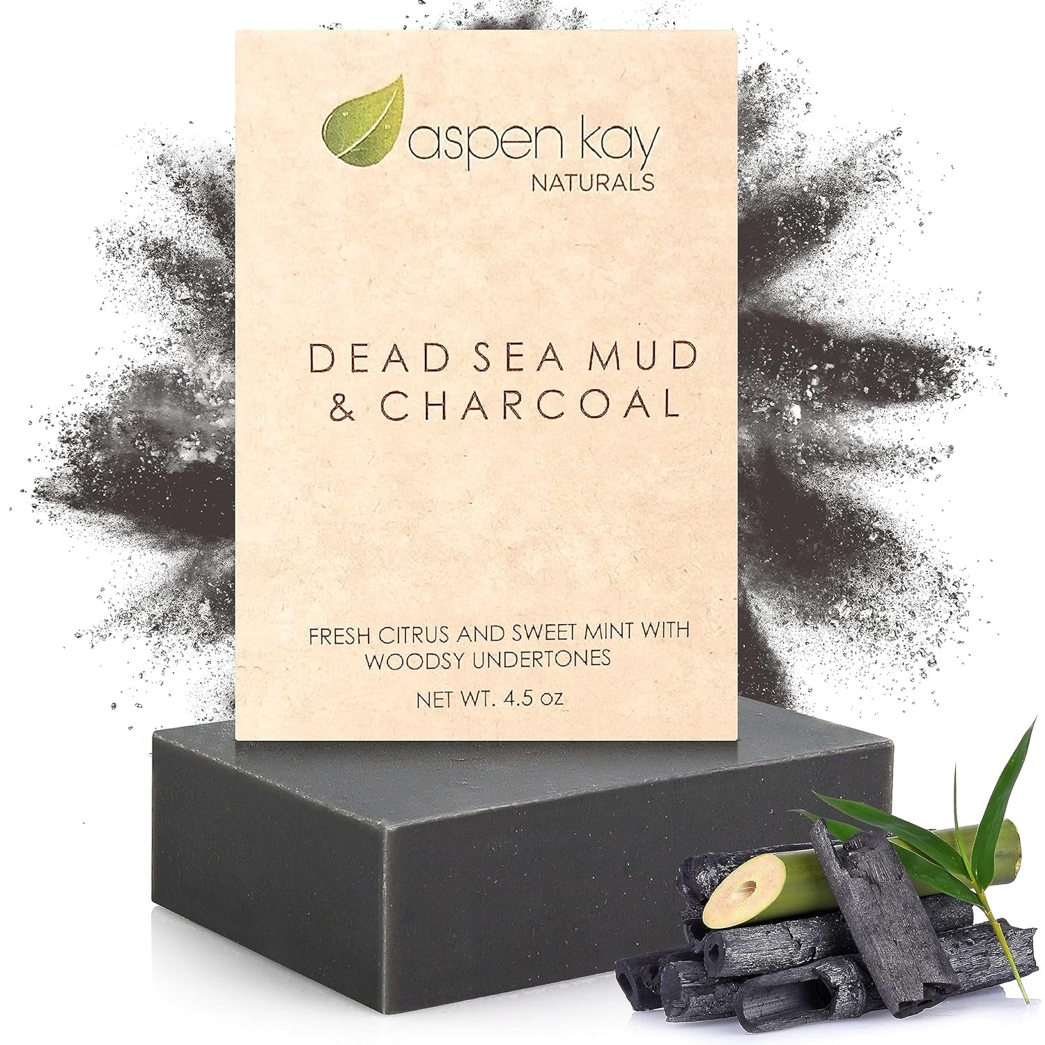 Dead Sea Mud Soap Bar Natural & Organic Ingredients. with Activated Charcoal & Therapeutic Grade Essential Oils. Face Soap or Body Soap. for Men, Women & Teens. Chemical Free. 4.5 Oz Bar