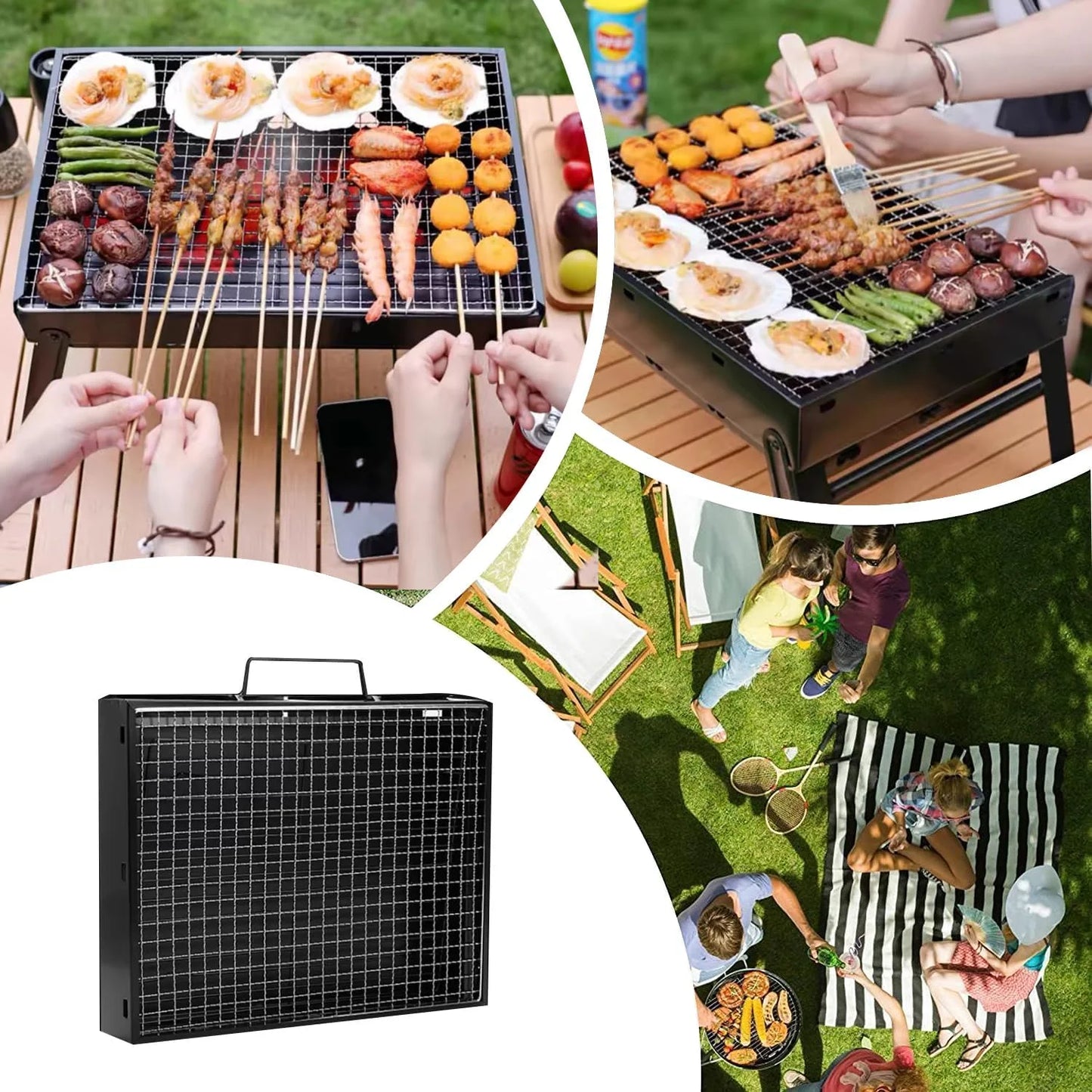 Barbecue Grill, Charcoal Grill Folding Portable Lightweight Barbecue Grill Tools for Outdoor Grilling Cooking Camping Hiking Picnics Tailgating Backpacking Party