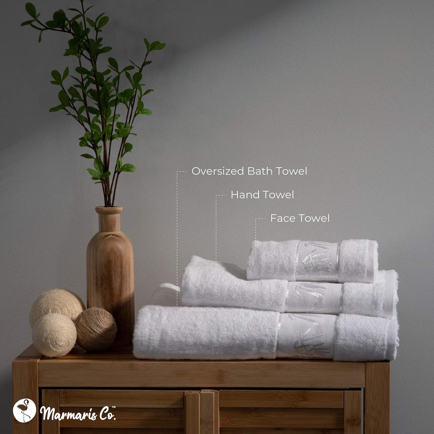 Bamboo Towels Set of 3 Extra Large, Soft, Absorbent, Lightweight and Sustainable Luxury Bath, Face and Hand Towel for Bathroom White