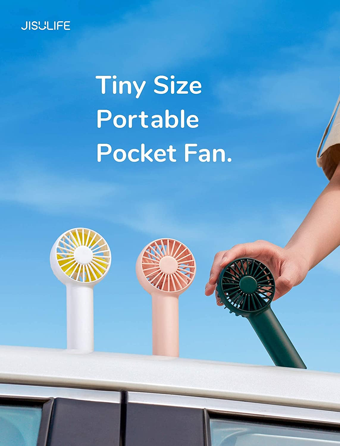 Mini Fan Battery Operated Handheld Fan with 2000 Mah Battery or USB Powered Personal Mini Fan,3 Speeds,Enhanced Airflow, Rechargeable Quiet Pocket Fan for Home,Outdoor-White